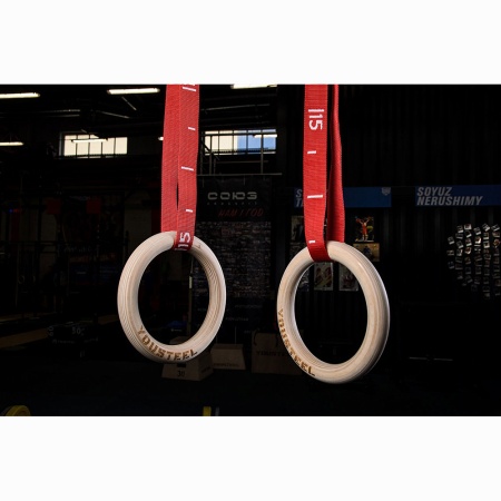 Купить Кольца гимнастические 32 мм красные стропы в Духовщине 